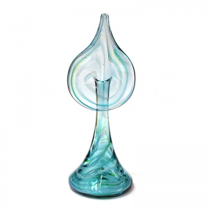 Teal Art Glass Jack in the Pulpit Vase